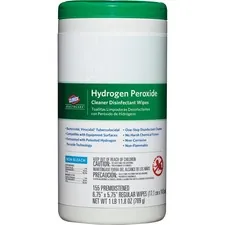 CLOROX CLO 30825CT — Clorox Healthcare Hydrogen Peroxide Cleaner Disinfectant Wipes - Wipe - 155 / Canister - 6 / Carton - White