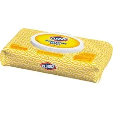 CLOROX CLO 31404CT — Clorox Disinfecting Wipes Flex Pack - Wipe - Crisp Lemon Scent - 75 / Packet - 6 / Carton - White