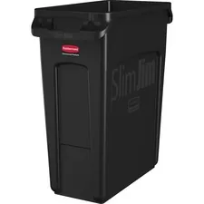 Rubbermaid RCP 1955959CT — Rubbermaid Commercial Slim Jim 16G Vented Container - 16 gal Capacity - Durable, Handle, Vented, Crush Resistant, Recyclable - 25 Height x 11 Width x 22 Depth - Black - 4 / Carton