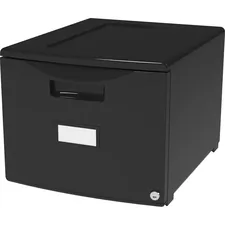 STOREX STX 61265B01C — Storex 18 Stackable File Drawer - 18.3 x 14.8 x 12.8 - 1 x Drawer(s) for File - Stackable, Lightweight, Durable, Moisture Resistant, Rust Resistant, Scratch Resistant, Dent Resistant, Locking Drawer, Label Holder - Black - Polypropylene