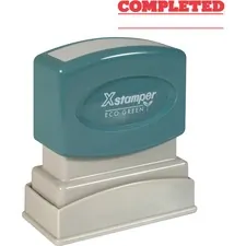 SHACHIHATA INC. U.S.A. XST 1214 — Xstamper COMPLETED Stamp - Message Stamp - COMPLETED - 0.50 Impression Width x 1.63 Impression Length - 100000 Impression(s) - Red - Recycled - 1 Each
