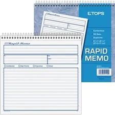 TOPS BUSINESS FORMS TOP 4151 — TOPS Rapid Memo Book - Spiral Bound - 2 PartCarbonless Copy - 8.50 x 7.75 Sheet Size - Assorted Sheet(s) - 1 Each
