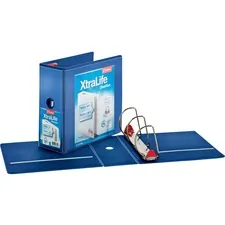 TOPS BUSINESS FORMS CRD 26352 — Cardinal Xtralife ClearVue Locking Slant-D Binders - 5 Binder Capacity - Letter - 8 1/2 x 11 Sheet Size - 1100 Sheet Capacity - 4 3/8 Spine Width - 3 x D-Ring Fastener(s) - 2 Inside Front & Back Pocket(s) - Polyolefin - Blue - 2.25 lb - Non-stick, Locking Ring, PVC-free, Clear Overlay, Cold Resistant, Crack Resistant - 1 Each