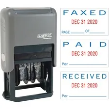 SHACHIHATA INC. U.S.A. XST 40330 — Xstamper Self-Inking Paid/Faxed/Received Dater - Message/Date Stamp - PAID, FAXED, RECEIVED - 0.93 Impression Width x 1.75 Impression Length - Blue, Red - Plastic - 1 Each