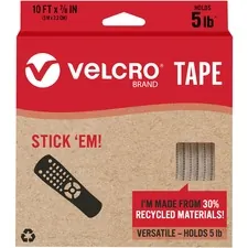VELCRO USA VEK 30195 — VELCRO® Eco Collection Adhesive Backed Tape - 10 ft Length x 0.88 Width - 1 / Each - White