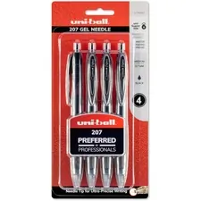 UNIBALL UBC 1738430 — uni-ball 207 Needlepoint Pen - Medium Pen Point - 0.7 mm Pen Point Size - Needle Pen Point Style - Refillable - Retractable - Black Gel-based Ink - Black Plastic Barrel - Tungsten Carbide, Stainless Steel Tip - 4 / Pack