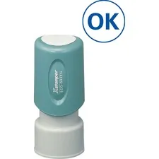 SHACHIHATA INC. U.S.A. XST 11357 — Xstamper Pre-Inked OK Stamp - Message Stamp - OK - 0.63 Impression Diameter - Blue - Plastic Cap - Recycled - 1 Each