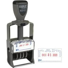 SHACHIHATA INC. U.S.A. XST 40312 — Xstamper Heavy-duty PAID Self-Inking Dater - Message/Date Stamp - PAID - Blue, Red - Metal, Plastic Handle - 1 Each