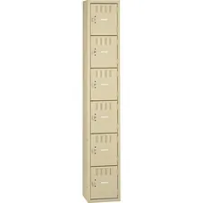 TENNSCO TNN BS6121812ASD — Tennsco 6-Tier No Legs Steel Box Lockers - Internal Size 12 x 12 x 18 - Overall Size 72 x 12 x 18 - Sand - Steel