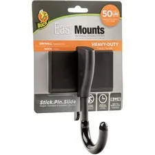 Shurtech DUC 287214 — Duck Brand EasyMounts Heavy-Duty Drywall Hook - 50 lb (22.68 kg) Capacity - 5.8 Length - for Tool, Garage, Home, Project - Fiberglass - Black - 1 / Each
