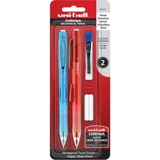 UNIBALL UBC 90192 — uni-ball CHROMA Mechanical Pencils - HB, #2 Lead - 0.7 mm Lead Diameter - Red Lead - Light Blue, Red Barrel - 2 / Pack