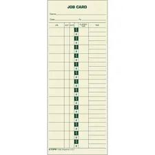 TOPS BUSINESS FORMS TOP 1258 — TOPS Job Costing Time Cards - 3.50 x 9 Sheet Size - Yellow - Yellow Sheet(s) - Green Print Color - 500 / Box