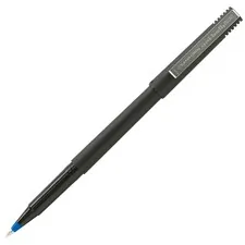 UNIBALL UBC 60153 — uni-ball Classic Rollerball Pens - Micro Pen Point - 0.5 mm Pen Point Size - Blue Water Based Ink - Black Stainless Steel Barrel - 12 / Dozen