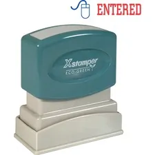 SHACHIHATA INC. U.S.A. XST 2027 — Xstamper Red/Blue ENTERED Title Stamp - Message Stamp - ENTERED - 0.50 Impression Width x 1.62 Impression Length - 100000 Impression(s) - Red, Blue - Polymer - Recycled - 1 Each