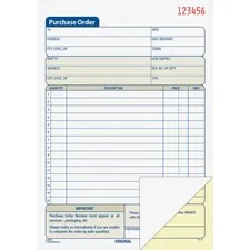 TOPS BUSINESS FORMS ABF DC5831 — Adams Carbonless Purchase Order Statement - Tape Bound - 2 PartCarbonless Copy - 5.56 x 8.43 Sheet Size - 2 x Holes - White, Canary - Assorted Sheet(s) - 1 Each
