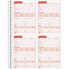 TOPS BUSINESS FORMS TOP 4100 — TOPS Service Call 2-part Spiral Message Slip Book - 200 Sheet(s) - Spiral Bound - 2 PartCarbonless Copy - 5.50 x 4 Form Size - 8.25 x 11 Sheet Size - White, Canary - Red Print Color - 1 Each