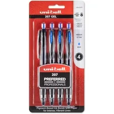 UNIBALL UBC 45532PP — uni-ball 207 0.7mm Gel Pens - Medium Pen Point - 0.7 mm Pen Point Size - Refillable - Retractable - Blue Gel-based Ink - Plastic Barrel - Tungsten Carbide Tip - 4 / Pack