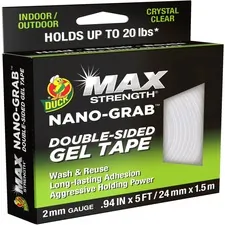 Shurtech DUC 287264 — Duck Max Strength Double-Sided Gel Tape - 5 ft Length x 0.94 Width - Gel - 1 / Each - Clear