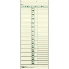 TOPS BUSINESS FORMS TOP 1290 — TOPS Job Cards Time Cards - 3.50 x 8.50 Sheet Size - Yellow - Manila Sheet(s) - Green Print Color - 500 / Box