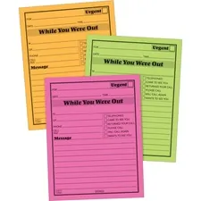 TOPS BUSINESS FORMS ABF 9711NEON — Adams Neon While You Were Out Message Pads - 50 Sheet(s) - Gummed - 4 x 5 Sheet Size - Assorted - Assorted Sheet(s) - 6 / Pack
