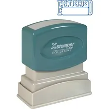 SHACHIHATA INC. U.S.A. XST 1205 — Xstamper ENTERED Open Space Title Stamp - Message Stamp - ENTERED - 0.50 Impression Width x 1.62 Impression Length - 100000 Impression(s) - Blue - Recycled - 1 Each