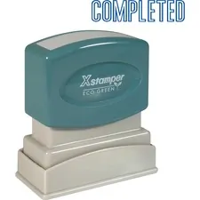 SHACHIHATA INC. U.S.A. XST 1026 — Xstamper COMPLETED Title Stamp - Message Stamp - COMPLETED - 0.50 Impression Width x 1.63 Impression Length - 100000 Impression(s) - Blue - Recycled - 1 Each