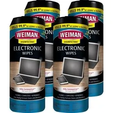 WEIMAN WMN 93ACT — Weiman E-Tronic Wipes - For TV, Keyboard, Monitor, Notebook, Smartphone, Tablet, Electronics, Plasma Display, LCD - Streak-free, Lint-free, Ammonia-free, Anti-static, Pre-moistened - 30 / Can - 4 / Carton - White
