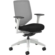 HON COMPANY HON SVTM2FCP10DW — HON Solve Mid-Back Task Chair - Black Fabric Seat - Fog Back - White Frame - Mid Back - 5-star Base - Armrest - 1 Each