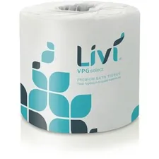 Solaris Paper SOL 21547 — Livi VPG Select Bath Tissue - 2 Ply - 3.75 x 4.06 - 500 Sheets/Roll - White - Fiber - Embossed, Soft, Absorbent, Eco-friendly - For Bathroom, Office Building, Restroom, Industry - 80 / Case