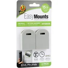 Shurtech DUC 287393 — Duck Brand EasyMounts Interior Wall Picture Hanger - 15 lb (6.80 kg) Capacity - 2.3 Length - for Home, Pictures, Frame, Indoor - White - 1 / Each