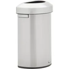 Rubbermaid RCP 2147550 — Rubbermaid Commercial Refine Half-Round Waste Container - 16 gal Capacity - Half-round - Ergonomic Handle, Non-skid, Fingerprint Resistant, Durable - 29.5 Height x 12.4 Width x 18.2 Depth - Metal - Stainless Steel - 1 Each
