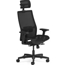 HON COMPANY HON I2MSKY1IMTHR — HON Ignition 2.0 Mid-back Task Chair with Headrest - Black Mesh Seat - Fog Mesh Back - Mid Back - Black - Armrest - 1 Each