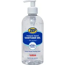 ZEP INC. ZPE 355801 — Zep Commercial Hand Sanitizer Gel - Clean Scent - 16.9 fl oz (500 mL) - Pump Bottle Dispenser - Kill Germs - Hand - Clear - Residue-free - 1 Each