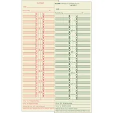 TOPS BUSINESS FORMS TOP 1276 — TOPS Semi-Monthly Time Cards - Double Sided Sheet - 3.50 x 10.50 Sheet Size - Yellow - Manila Sheet(s) - Green, Red Print Color - 500 / Box