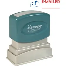 SHACHIHATA INC. U.S.A. XST 2025 — Xstamper E-MAILED Title Stamp - Message Stamp - E-MAILED - 0.50 Impression Width x 1.62 Impression Length - 100000 Impression(s) - Blue, Red - Polymer - Recycled - 1 Each