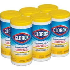 CLOROX CLO 01628 — Clorox Disinfecting Wipes - Ready-To-Use Wipe - Crisp Lemon Scent - 75 / Can - 6 / Carton - White