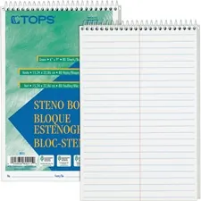 TOPS BUSINESS FORMS TOP 8020 — TOPS Steno Books - 80 Sheets - Wire Bound - Gregg Ruled - 6 x 9 - White Paper - Hardboard Cover - WireLock - 12 / Pack