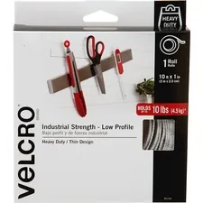 VELCRO USA VEK 91110 — VELCRO® Brand Low Profile Industrial Strength Tape, 10ft x 1in Roll, White - For projects that need a powerful hold with a more finished look. Holds 1lb per square inch up to 10lbs.