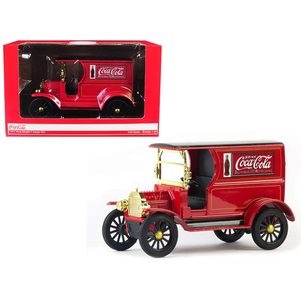 Motorcity Classics 424917 — 1917 Ford Model T Cargo Van Coca-Cola Red 1/24 Diecast Model