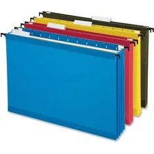 TOPS BUSINESS FORMS PFX 09313 — Pendaflex SureHook Legal Recycled Hanging Folder - 3 1/2 Folder Capacity - 8 1/2 x 14 - 3 1/2 Expansion - Poly - Blue, Red, Yellow, Standard Green - 10% Recycled - 4 / Pack