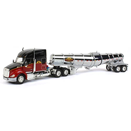 First Gear 60-1041 - Kenworth T680 76 Mid-Roof Sleeper Cab Black and Red and Chro