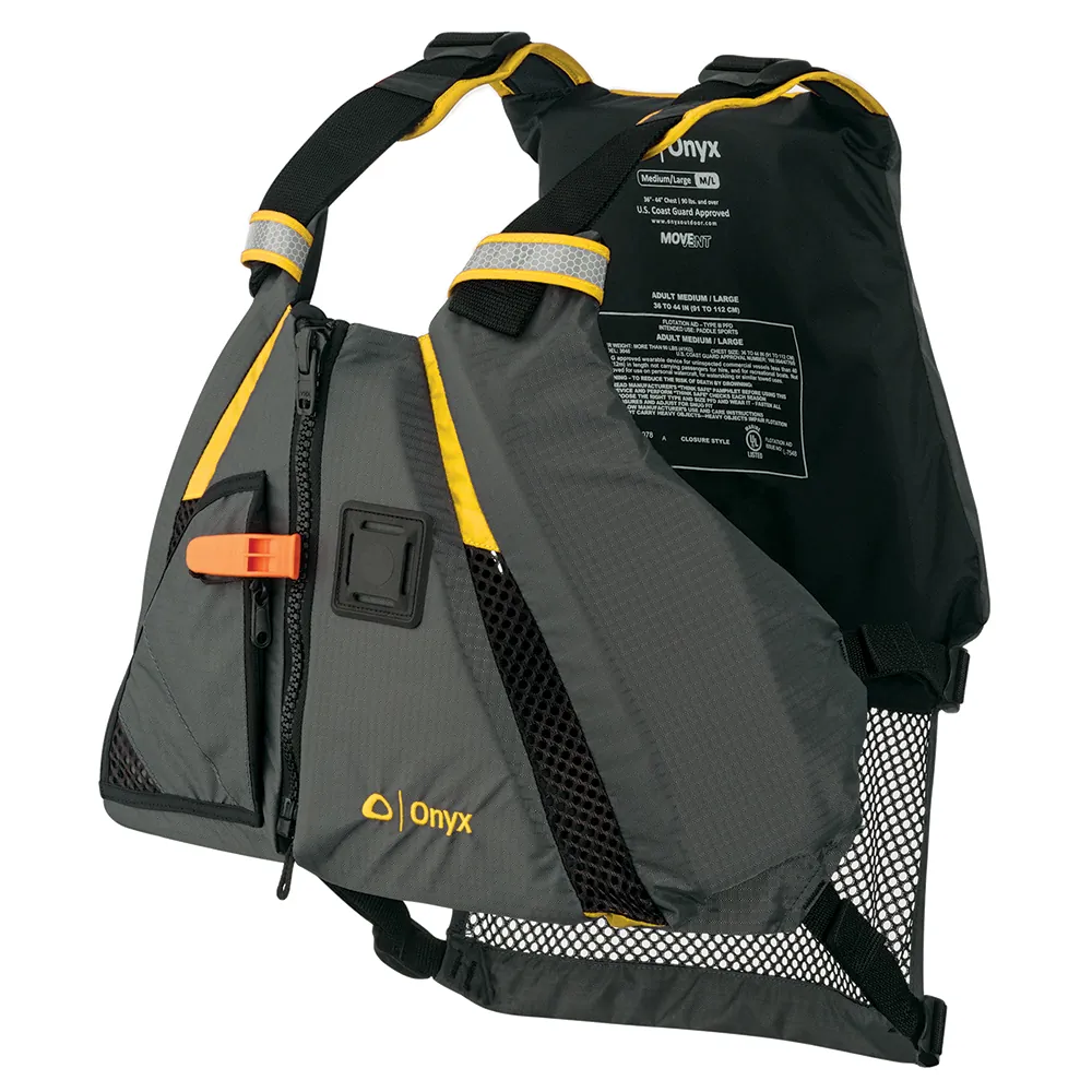 Onyx Outdoor 122200-300-020-18 - Onyx MoveVent Dynamic Paddle Sports Vest - YellowGrey - XS-S