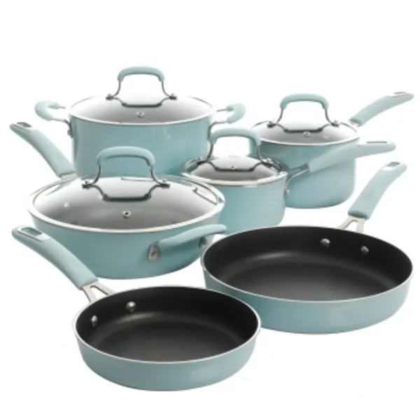 Kenmore 126369.10 — Kenmore Elite Andover 10 Piece Nonstick Aluminum Cookware Set in Glacier Blue