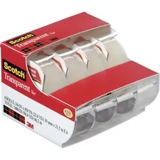 3M MMM 4184 — Scotch Transparent Tape - 23.61 yd Length x 0.75 Width - 1 Core - Dispenser Included - Handheld Dispenser - 4 / Pack - Clear