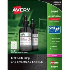 Avery Dennison AVE 60506 — Avery® UltraDuty Warning Label - Permanent Adhesive - Rectangle - Laser - White - Film - 12 / Sheet - 50 Total Sheets - 600 Total Label(s) - 600 / Box