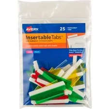Avery Dennison AVE 16239 — Avery® Index Tabs with Printable Inserts - Print-on Tab(s) - 2 Tab Height - Self-adhesive, Permanent - Assorted Plastic Tab(s) - 25 / Pack