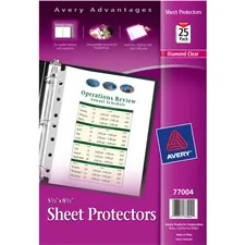 Avery Dennison AVE 77004 — Avery® Mini Diamond Clear Heavyweight Sheet Protectors - 1 x Sheet Capacity - 5 1/2 x 8 1/2 Sheet - Top Loading - Rectangular - Clear - Polypropylene - 25 / Pack