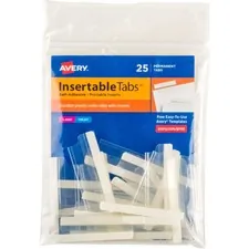 Avery Dennison AVE 16241 — Avery® Index Tabs with Printable Inserts - Print-on Tab(s) - 2 Tab Height - Self-adhesive, Permanent - Clear Plastic Tab(s) - 25 / Pack