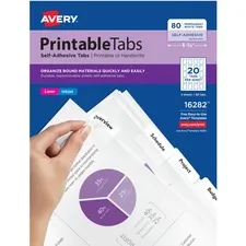 Avery Dennison AVE 16282 — Avery® Printable Repositionable Tabs - 80 Tab(s)1.75 Tab Width - Permanent - Paper Divider - White Paper Tab(s) - 80 / Pack