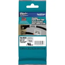 Brother TZE-FX251 — Brother 1 Black on White Flexible ID Tape - 15/16 x 26 1/4 ft Length - Rectangle - Thermal Transfer - White - 1 Each